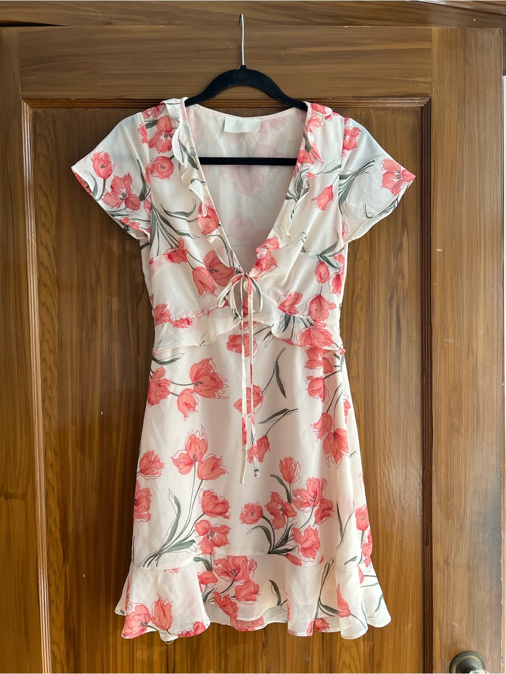 Cream Mini Dress with Floral Print